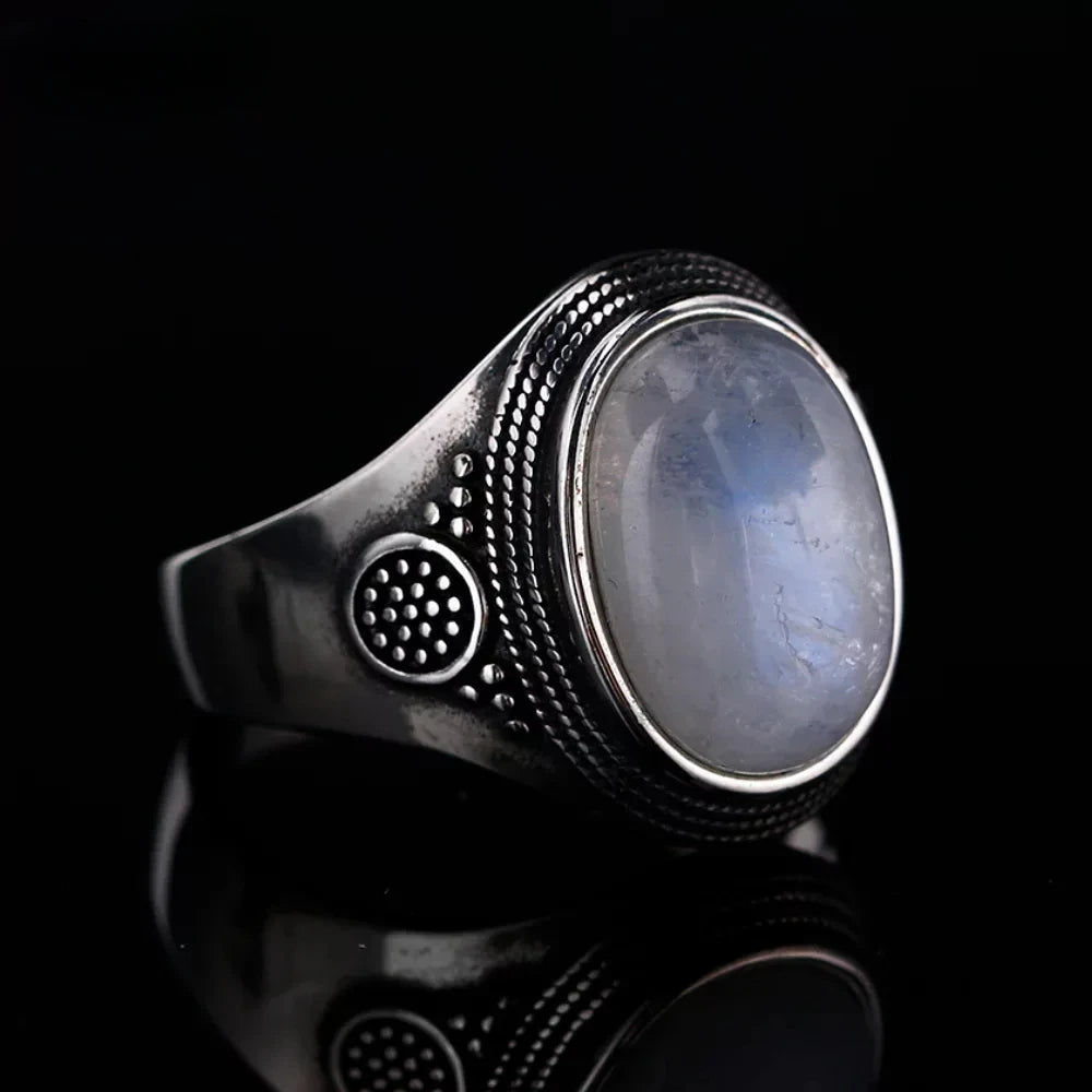Bague en argent En pierre de lune naturelle