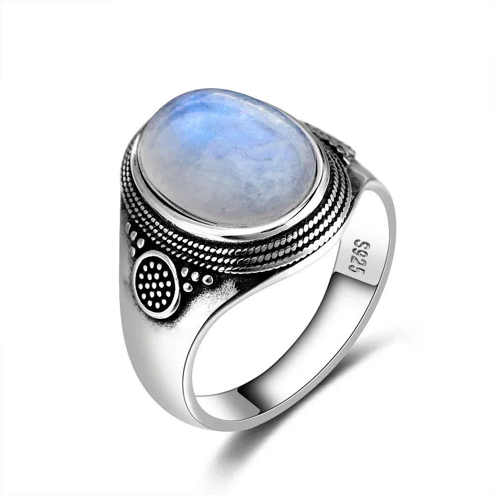 Bague en argent En pierre de lune naturelle